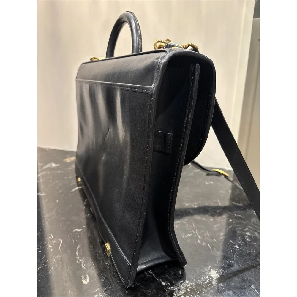 Vintage Hartmann Lombardo Black Woven Leather Gentlemen's Briefcase Bag